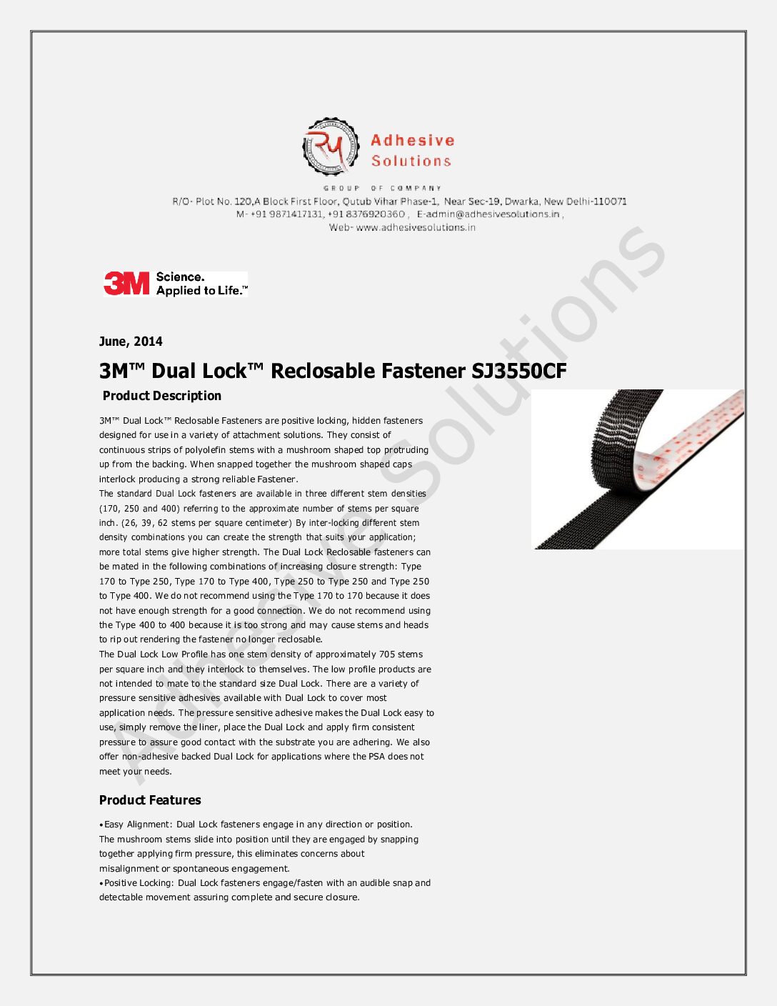 3M™ Dual Lock™ Reclosable Fastener, Die-Cut Piece Part(20mm X 40mm)