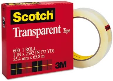 Scotch® Light Duty Packaging Tape 600 Clear High Clarity, 1 in x 72
