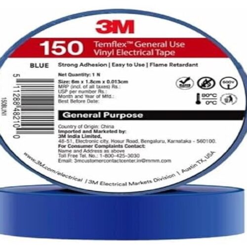 3M Temflex 150 Vinyl Electrical Tape (Blue 18mmx 6mtr)